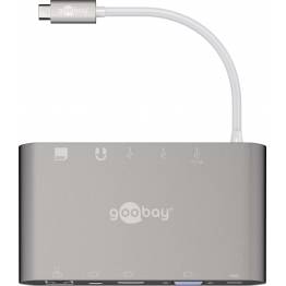  Goobay Alt-i-1 USB-C HUB m. HDMI, USB 3.0x3, mini DP, VGA osv