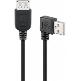 USB forlænger kabel med knæk 20cm sort