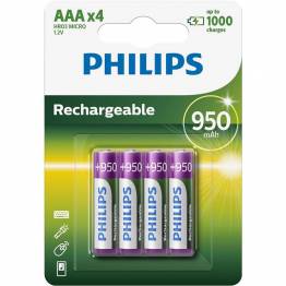  Philips Rechargeable opladelig AAA batterier 4stk