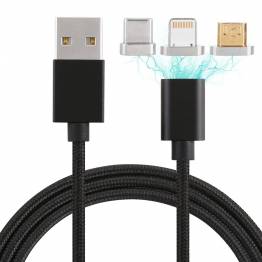 3 i 1 kabel med lightning, USB-c og micro USB
