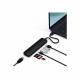 Satechi Slim USB-C adapter m. Ethernet, HDMI, USB 3.0 og kortlæser, Sort