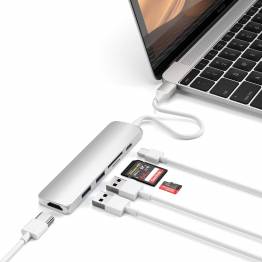  Satechi Slim USB-C MultiPort Adapter V2 med HDMI, USB 3.0, Sølv