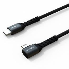  CYNOVA Lightning til USB-C kabel med knæk 65 cm - sort vævet