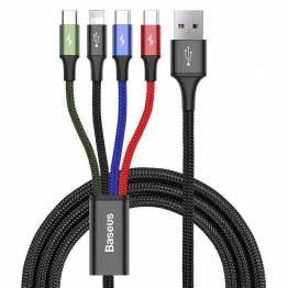 Baseus 4-i-1 multi opladerkabel USB - Lightning, MicroUSB og 2x USB-C