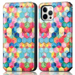  iPhone 13 mini 5,4" cover med RFID kortpladser og klap - Mosaik