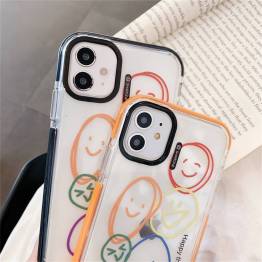  Sjovt og sødt cover til iPhone XR med tegnede ansigter