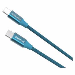  GreyLime Braided USB-C til USB-C 60W Kabel Blå 1 m