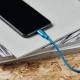 GreyLime Braided USB-A til MFi Lightning Kabel Blå 2 m