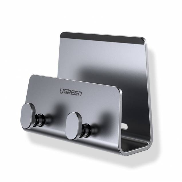 Ugreen iPhone og nøgle holder i aluminium til væggen - Space grey