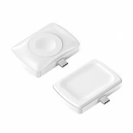 2-i-1 oplader til Apple Watch og AirPods 2/3/Pro med USB-C - Hvid