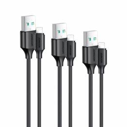 Joyroom 3-pack USB til Lightning kabel - 0,25m, 1m og 2m - Sort