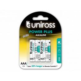 Uniross alkaline AAA batterier - 4 stk