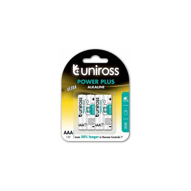 Uniross alkaline AAA batterier - 4 stk