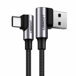 Ugreen USB til USB-C QC3.0 kabel med vinkel - 1m - sort vævet
