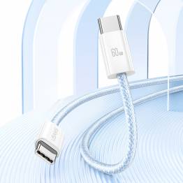  USAMS vævet USB-C kabel 60W PD opladningskabel - Lilla - 1,2m