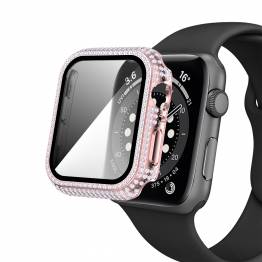  Apple Watch 4/5/6/SE 40mm cover og beskyttelsesglas m diamanter - Pink