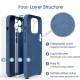 Silikone iPhone 12 cover med mikrofiber foring - Mørk blå