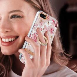  Beskyttende iPhone 7/8/SE 20/22 cover med fingerring - Pink gardenia