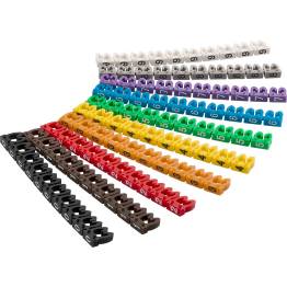Kabel markør klip til kabler på 3,8-5,9 mm i farver - Cifre 0-9 - 10x10 stk
