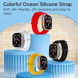  Ocean silikone rem til Apple Watch 42/44/45/49mm - Hvid