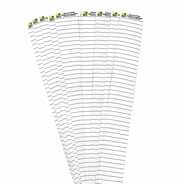 10 stk geocaching logstrimler i vandafvisende papir - 108 logs - 3cm