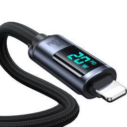  Joyroom vævet USB-C til Lightning kabel med display - 1,2m - Sort