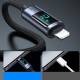 Joyroom vævet USB til Lightning kabel med display - 1,2m - Sort