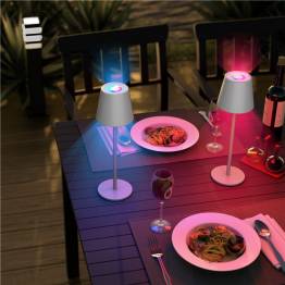  Genopladelig og vandtæt RGBW LED bordlampe m farvet lys og touch control - Hvid
