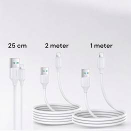  Joyroom 3-pack USB til Lightning kabel - 0,25m, 1m og 2m - Hvid