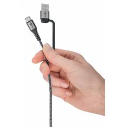  Goobay 2-i-1 hårdført vævet multikabel USB/USB-C til USB-C - 60W - 3 meter