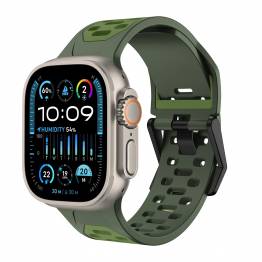 2-farvet silikone rem til Apple Watch 42/44/45/49mm - Army grøn/Grøn