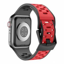  2-farvet silikone rem til Apple Watch 42/44/45/49mm - Sort/Rød