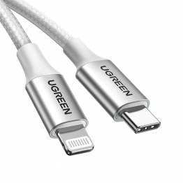 Ugreen vævet USB-C til Lightning kabel - MFi - 1m - Sølv