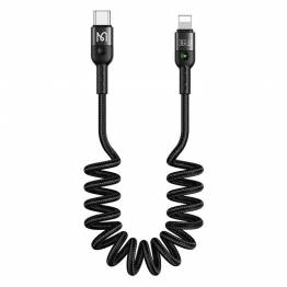 Mcdodo USB-C til Lightning spiralkabel fra 43 til 180 cm - Sort vævet