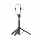 Selfiestang 3-i-1 med tripod, fjernbetjening og dual LED lys - op til 1,33m