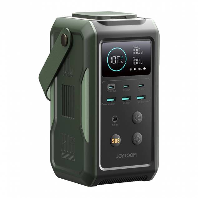 Kraftfuld Joyroom 100W mini power station - 6 porte - 75.000mAh - Grøn