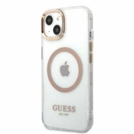  Guess iPhone 13 guld hardcase med metalkant Magsafe