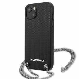  Karl Lagerfeld iPhone 13 mini hardcase sort læder med tekstur og kæde