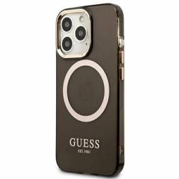  Guess Gold Outline Translucent MagSafe Cover til iPhone 13 Pro / iPhone 13 - Sort