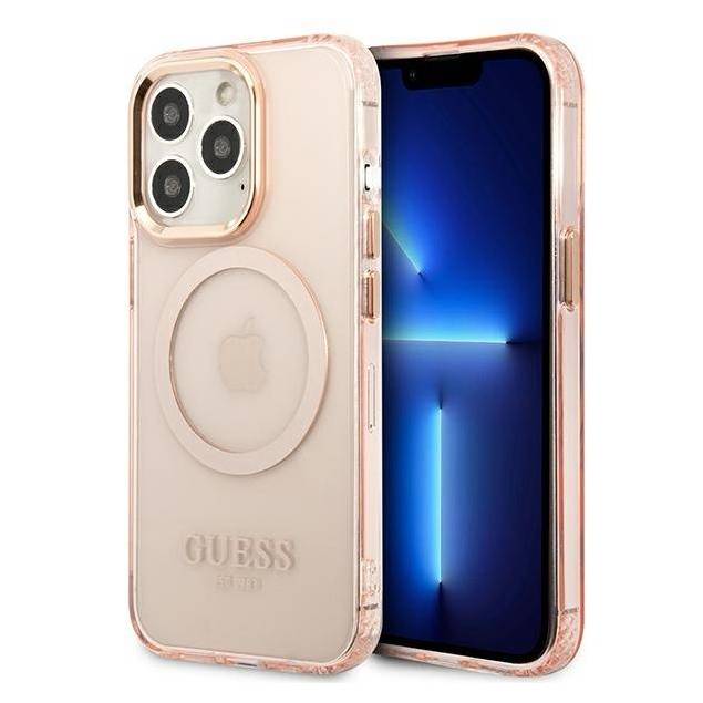 Guess iPhone 13 Pro / 13 pink hardcase med guld kant