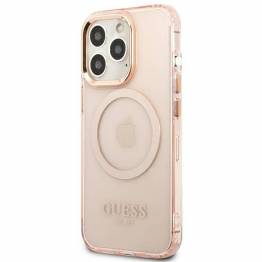  Guess Guld Kant Translucent MagSafe Cover til iPhone 13 Pro Max - pink