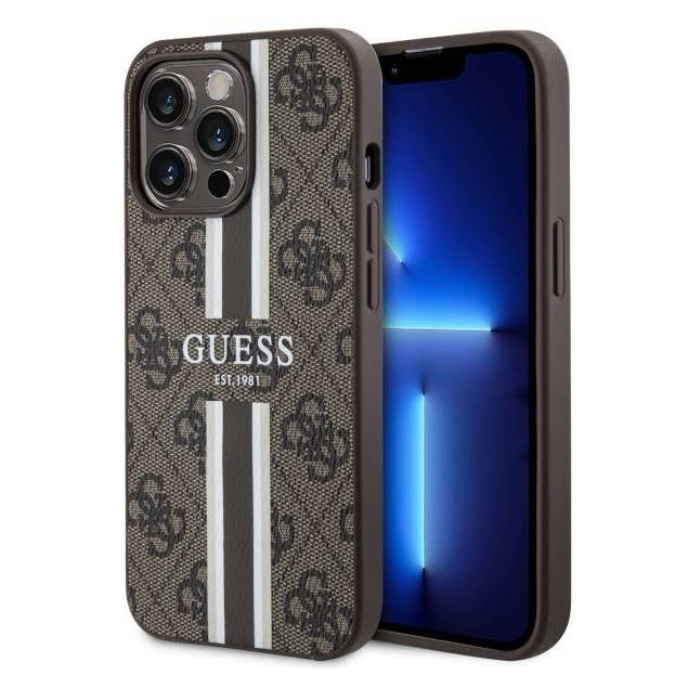 Guess iPhone 13 Pro Max brun hardcase 4G med striber MagSafe