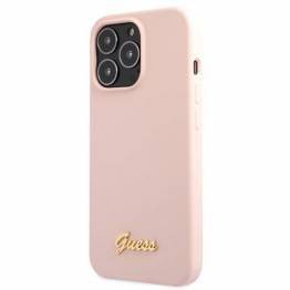  Guess iPhone 13 Pro Max lyserød/lyserød hardcase Silikone Skrift Guld Logo