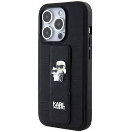  Karl Lagerfeld Gripstand Saffiano Karl&Choupette Pinscover til iPhone 13 Pro / 13 - sort