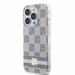  DKNY IML Ternet Mono Mønster & Med striber MagSafe-cover til iPhone 13 Pro / 13 - beige