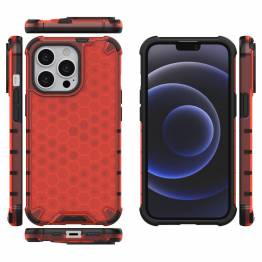  Honeycomb cover med TPU bumper til iPhone 13 Pro rød