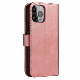  Elegant bookcase cover med klap og kickstand til iPhone 13 Pro pink