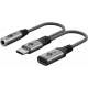 Goobay USB-C til Mini jack 3.5mm hun og USB-C hun - 60W - 17cm