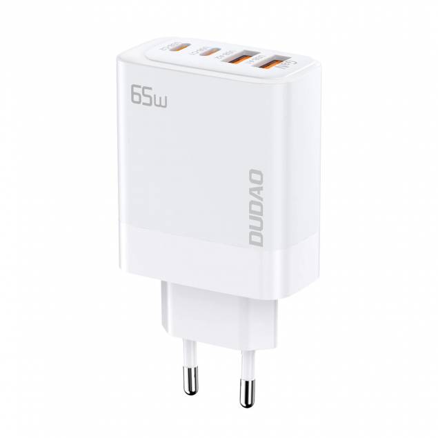 Dudao GaN 65W PD oplader 2x USB-C / 2x USB - Hvid