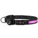 Vandtæt LED halsbånd med AirTag holder til hund - Pink - Large